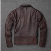 Men Cowhide Coat Vintage Men Leather Jacket Genuine Leather Clothes Men's Winter Jacket Motorcycle Biker Jackets - 图片 4