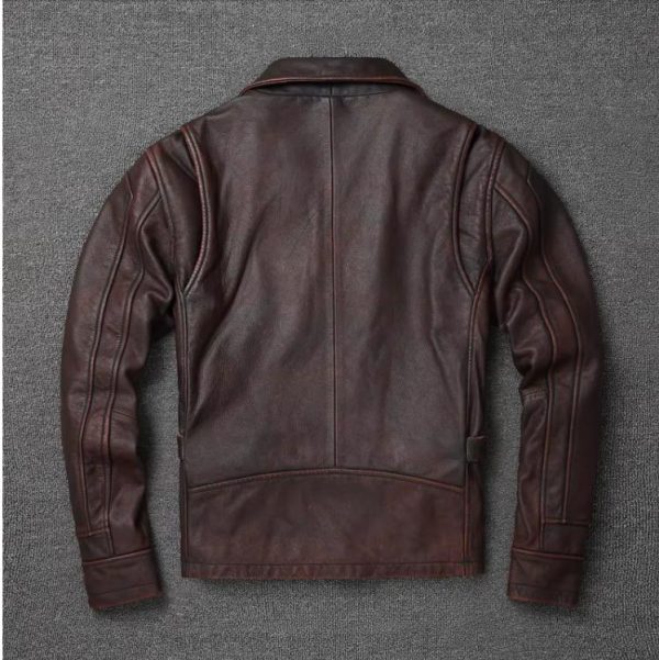 Men Cowhide Coat Vintage Men Leather Jacket Genuine Leather Clothes Men's Winter Jacket Motorcycle Biker Jackets - Image 4